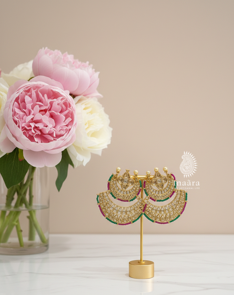 Jhumka Earrings w/Black&Peach Faux Pearls (copy)