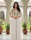 Hand Beaded Kaftan Dress- White