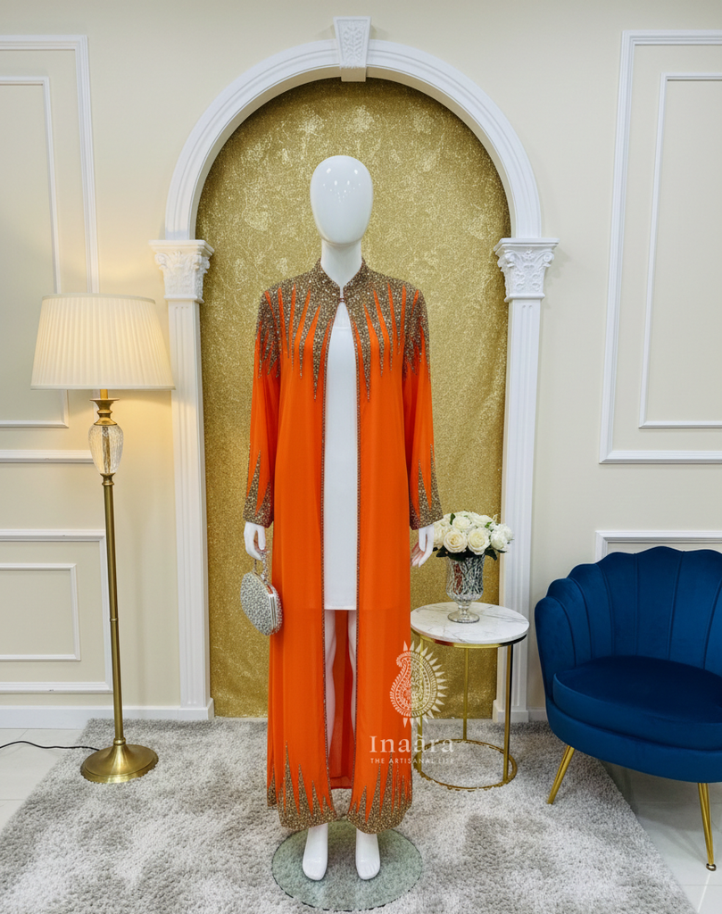 Layla Evening Coat-Orange