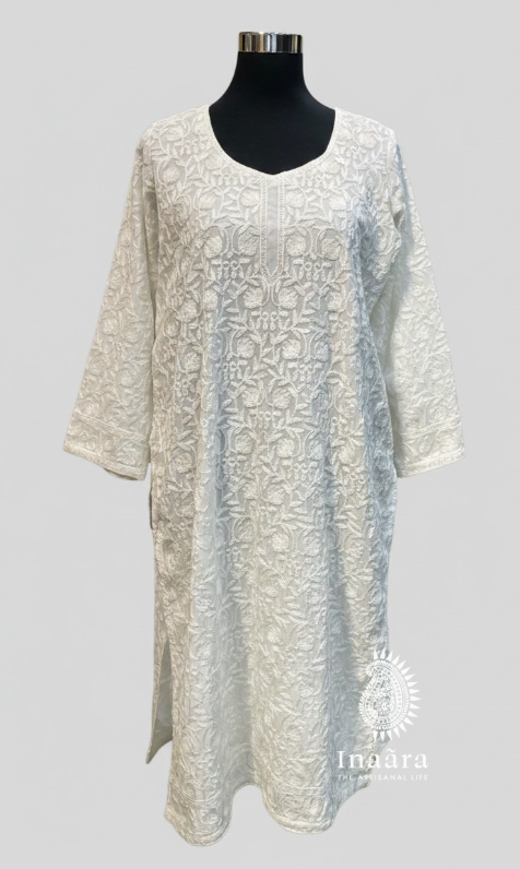Kashmiri Kurti/Long - White