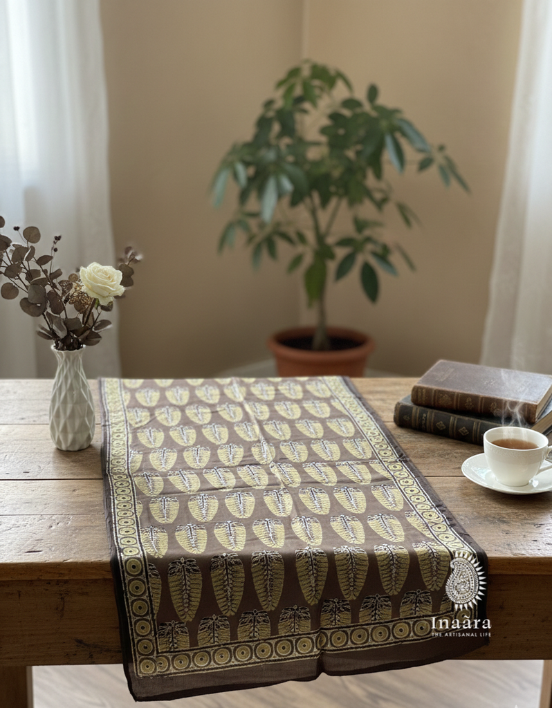 Modal Silk Ajrakh Dupatta - Green Leaves