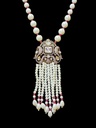Sardar Pearl Necklace Set - Red beads