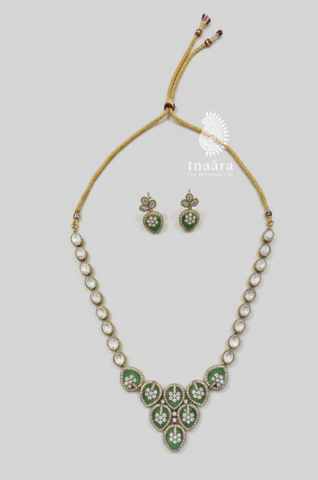 Mint Polki Kundan Necklace Set (copy)
