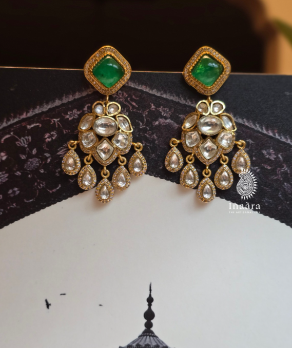 Riyasat Polki Earring Green