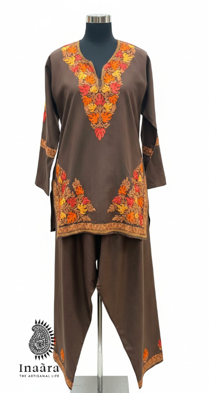 Embroidery Kurti Suit / Brown- 44