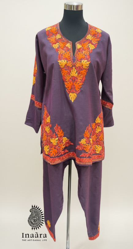 Embroidery Kurti Suit / Purple- 44