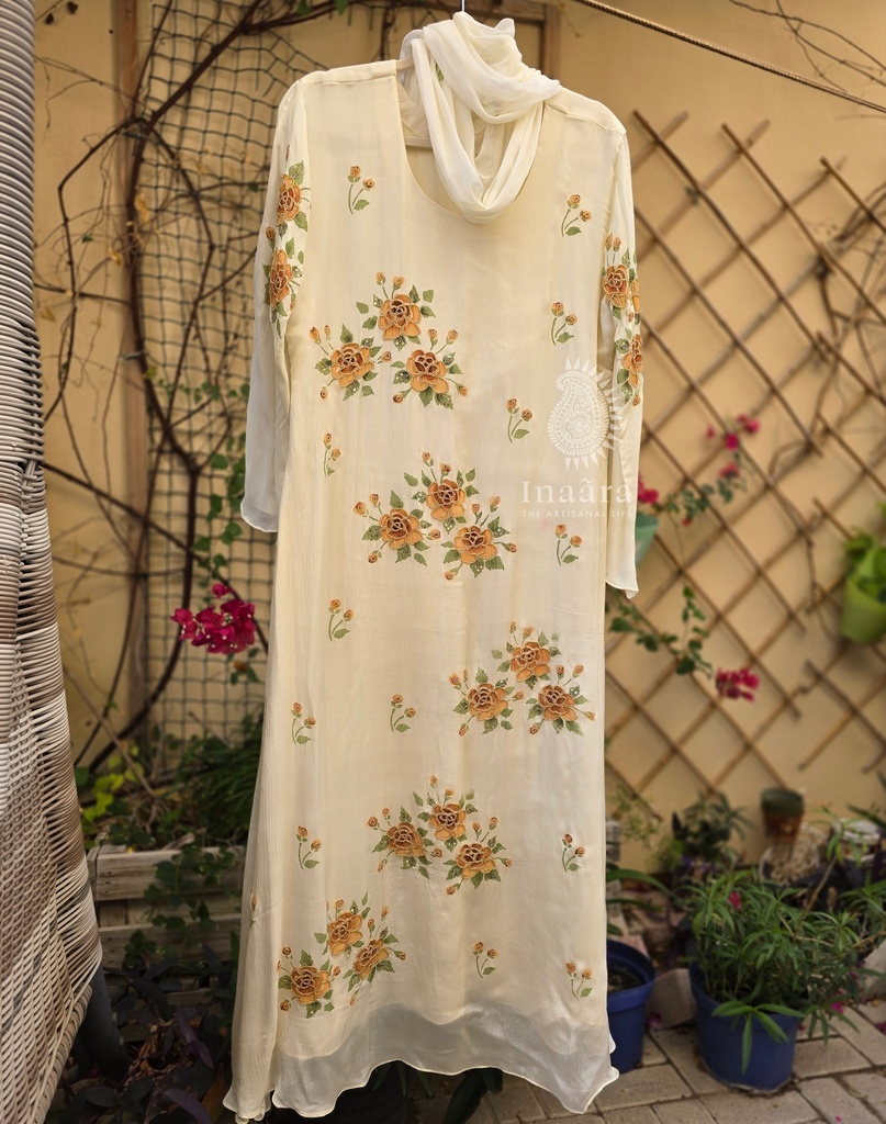 3pc Kali Chiffon Suit-Cream