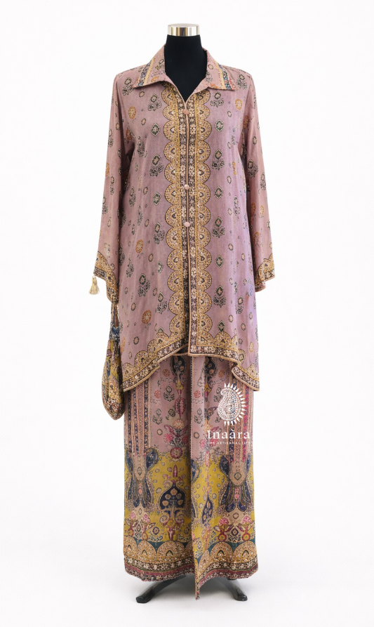 Pink Printed Co-ord Set w/Potli Bag