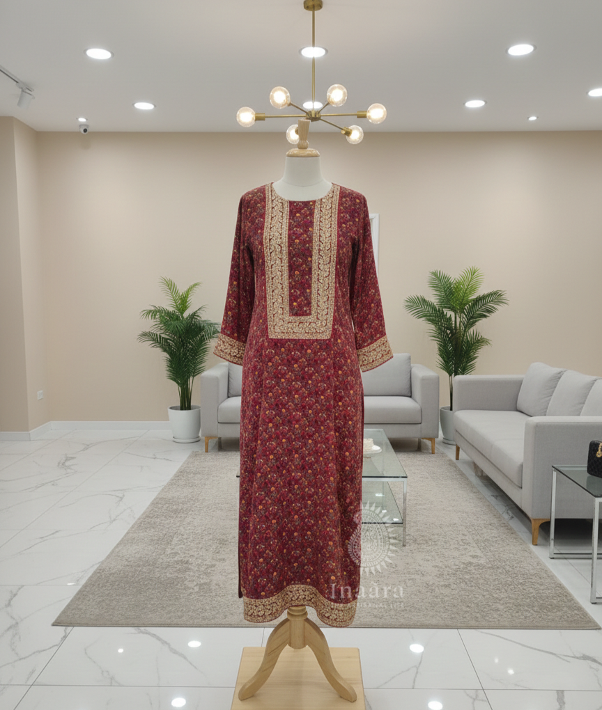Shaziya Dress-Maroon