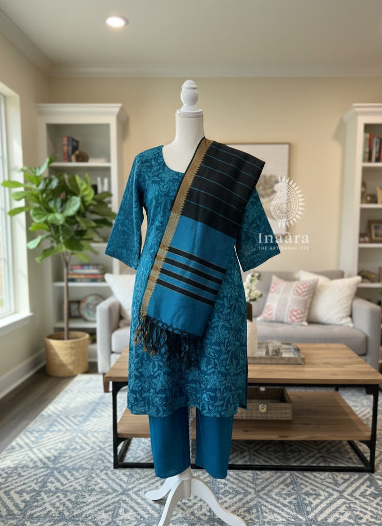 Kurta Set- Light Blue with Dupatta