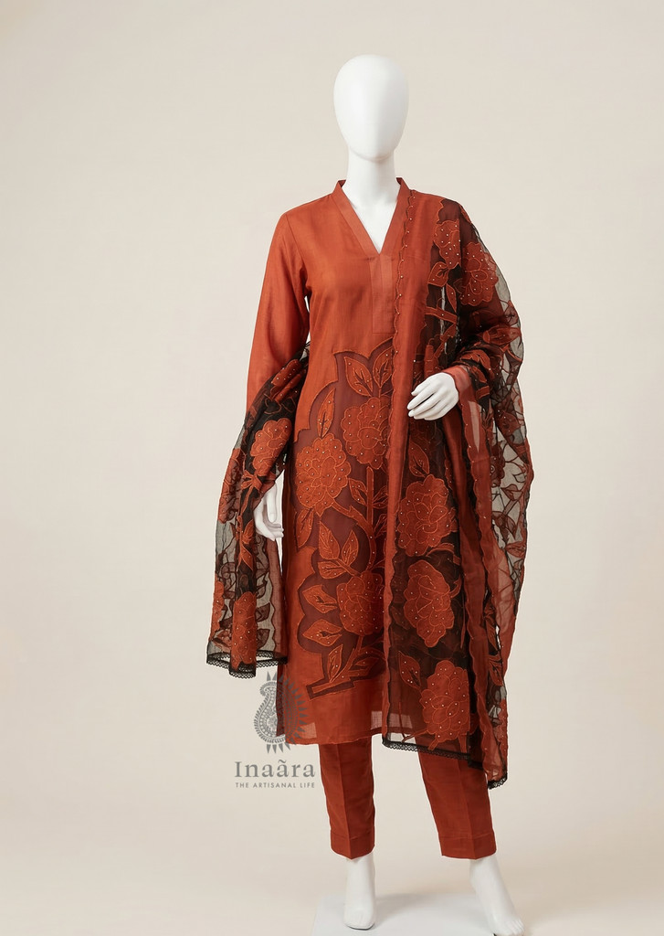 Kurta Set with Dupatta- Red