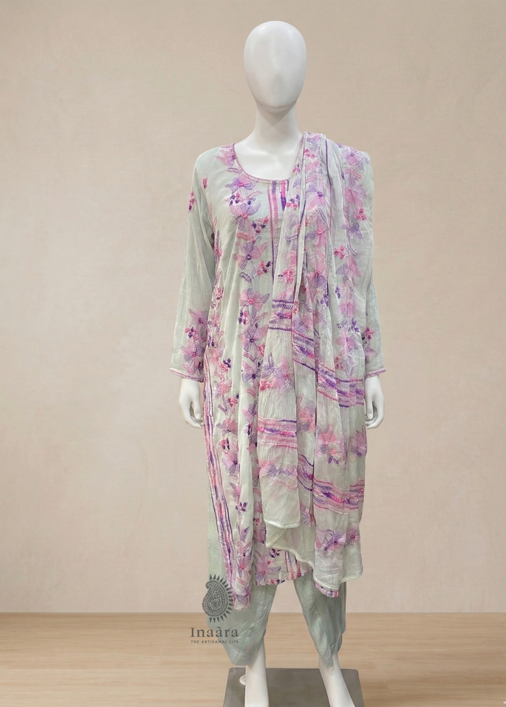 Chiffon Chikan Suit-3pc/Brown (copy)