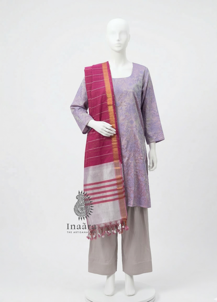 Tussar Farshi Set- Light Purple-3pcs