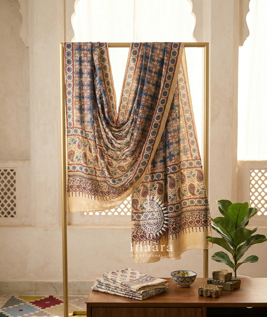 Ajrakh Dupatta-Black/Floral (copy)