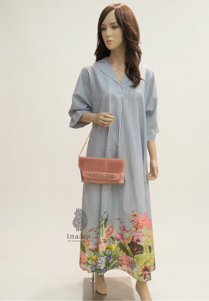 Tooba Dress-Floral Stripes