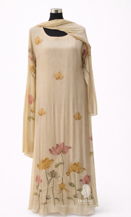 3pc Kali Chiffon Suit-Beige