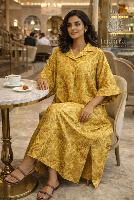 Tooba Dress-Yellow/Gold