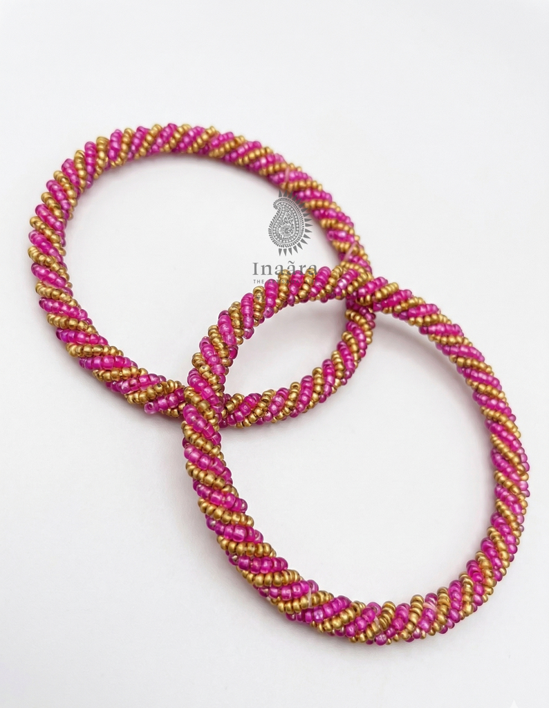 Beaded Bangles-Pink/2pcs