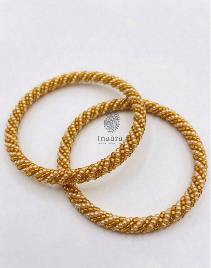 Beaded Bangles-Yellow/2pcs