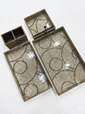 Raazi Wooden Gold Tone Printed Tray -4Pcs