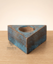 Painted Wooden Triangle T-light Holder - BLUE