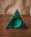 Painted Wooden Triangle T-light Holder -Green