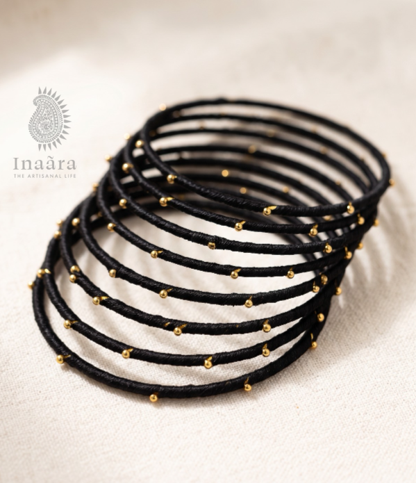 Thread bangle Black /12pcs