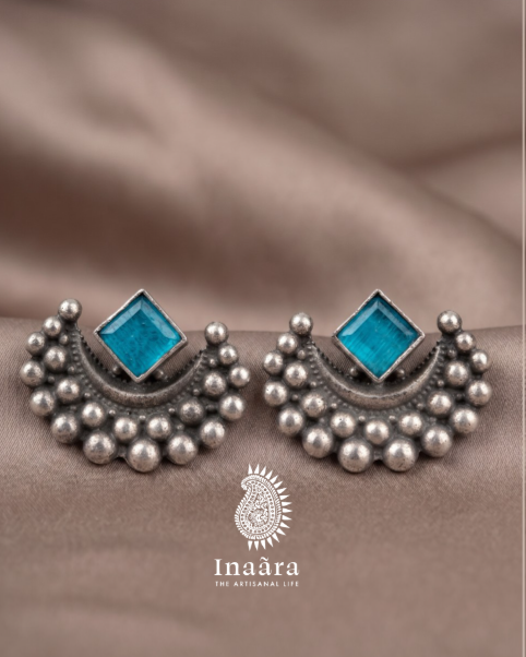 Boho-Chic Square-Drop Studs Earrings