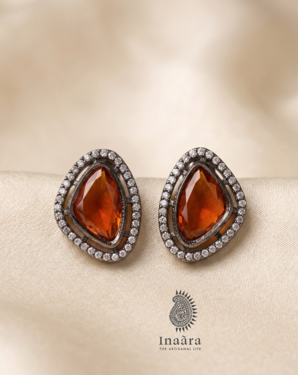 Mogul  Stud Earrings - Orange