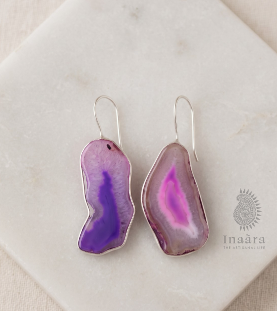 Druzy Agate Slice Earrings 