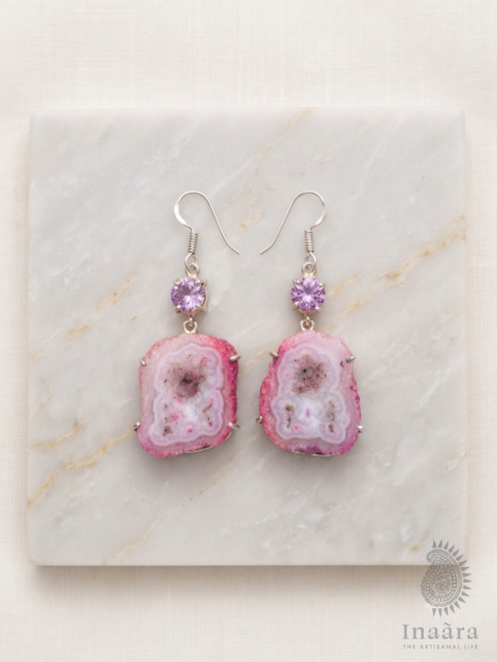 Rosé Druzy Drop Earrings