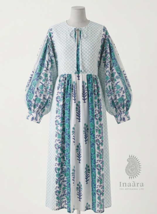 Zehra BloclPrinted Dress-Blue