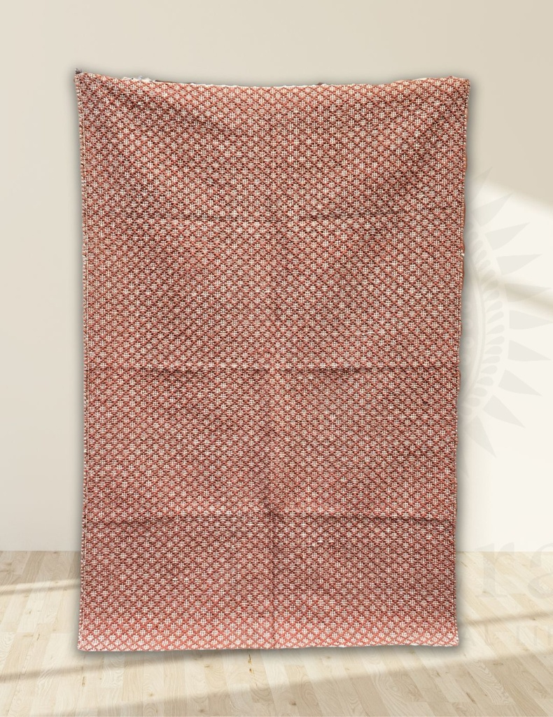 Geometric Mesh Handwoven Dhurrie - Red-Brown