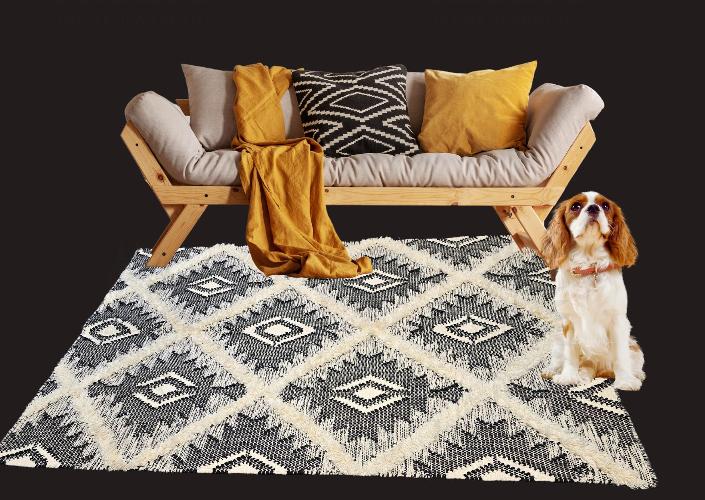 Boho Black Handwoven Rug