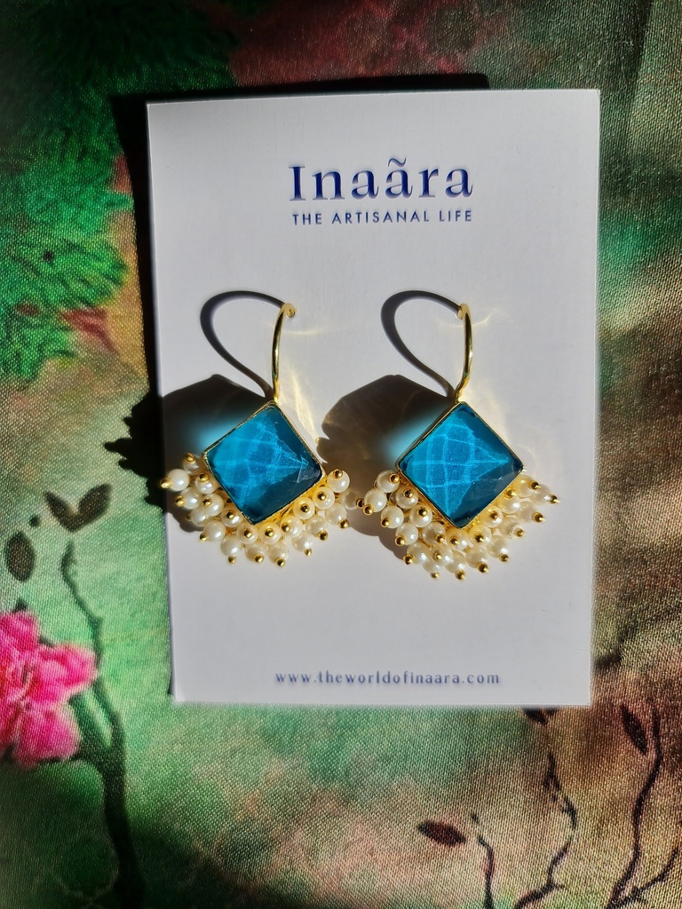 Pearl Trimmed Coloured Crystal Earrings