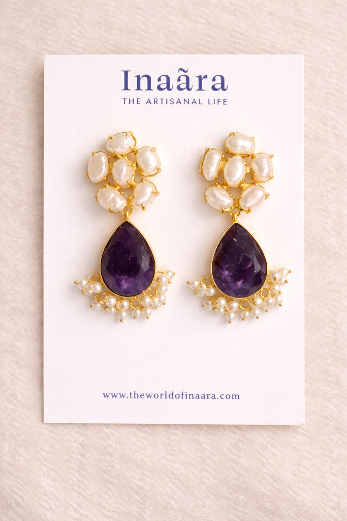 Amethyst & Pearl Bespoke Earrings