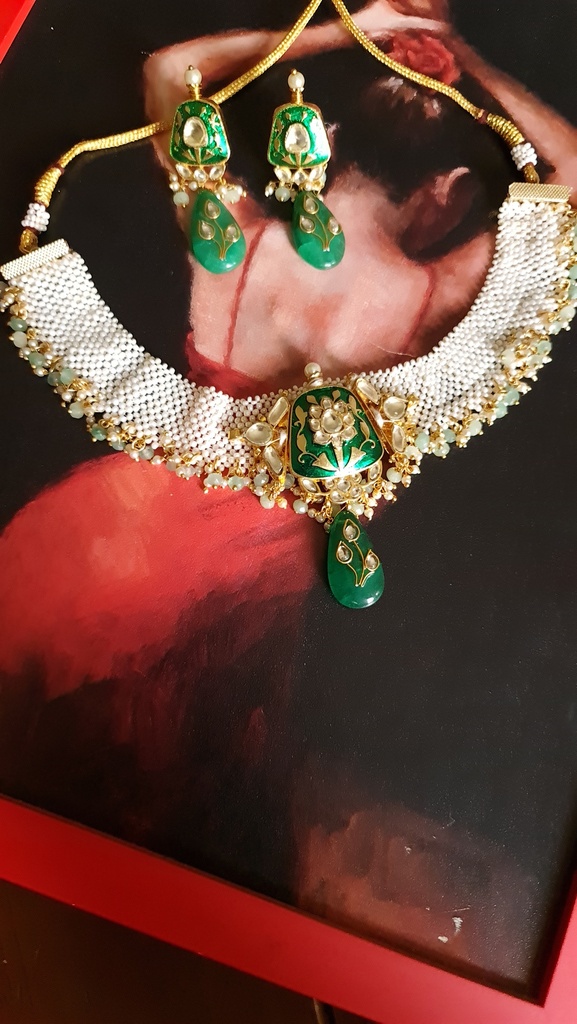 Woven Pearl & Meena Set