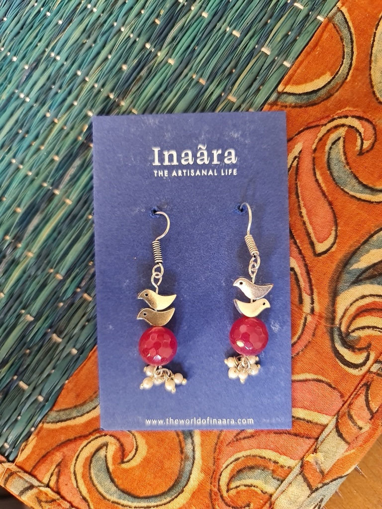 Silver tone brass earrings