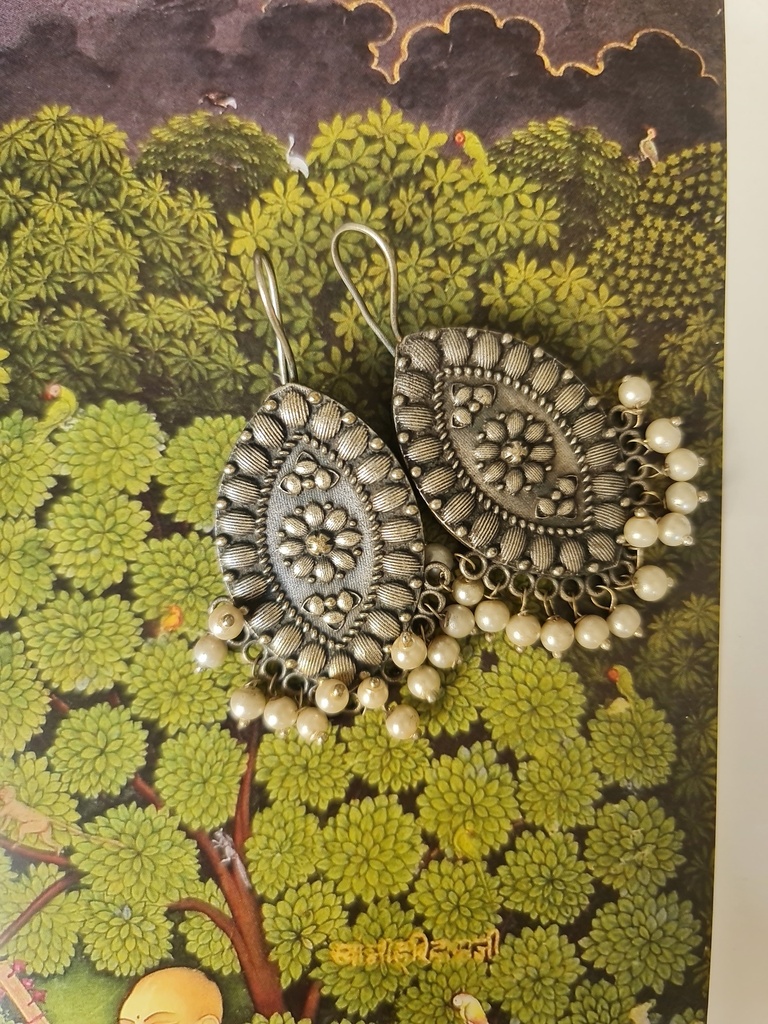 Silver tone brass earrings