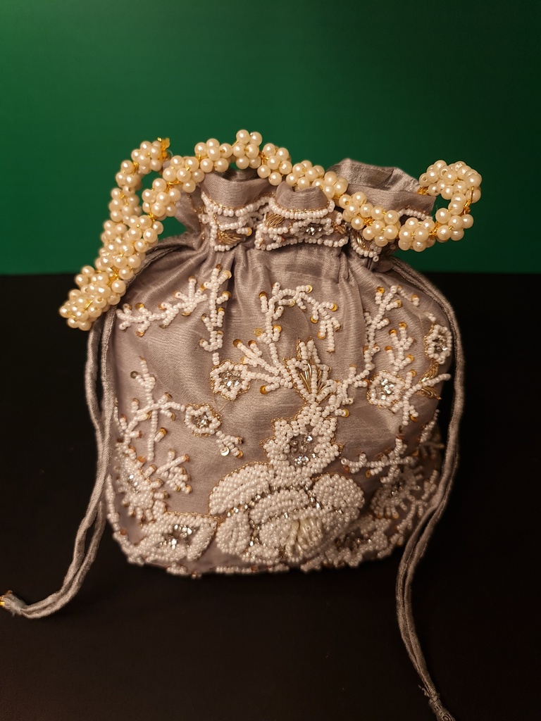 Original zardosi and parsi gara embroided potli bag