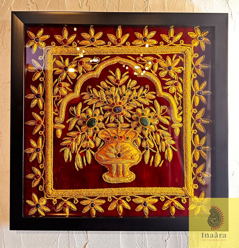 Guldasta - Zardozi Art in maroon velvet