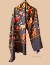 Vann Embroidered Shawl (Brown-Black)