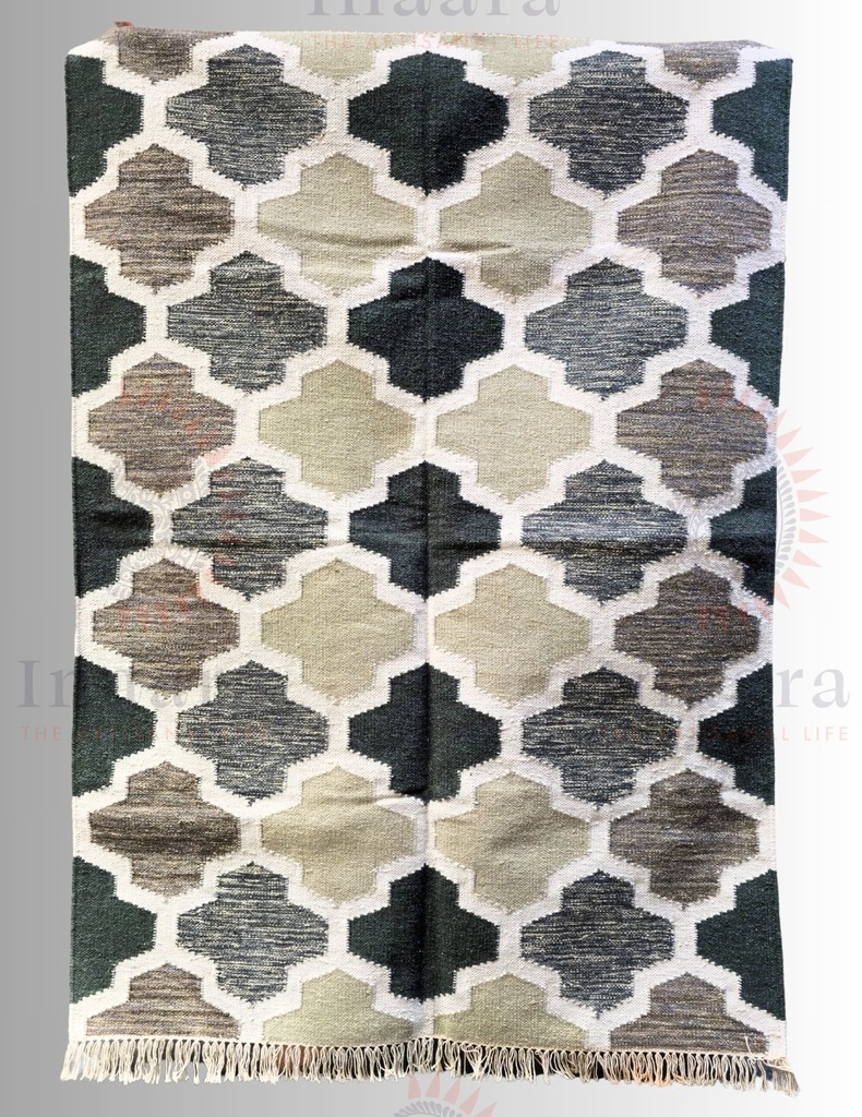 Arbi Wool Dhurrie - Slate Tones