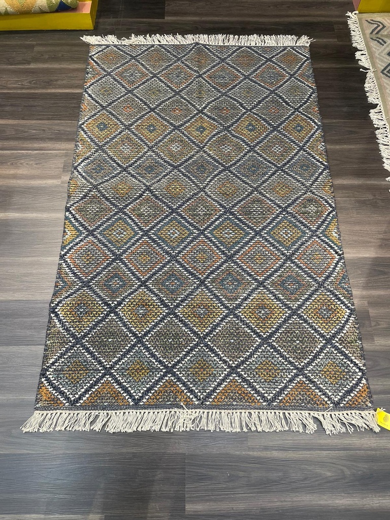 Diamond Pattern Textured Rug -Sepia Tone