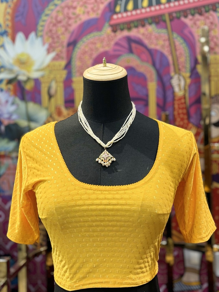 Stretchable Saree Blouse/Crop Top - Yellow