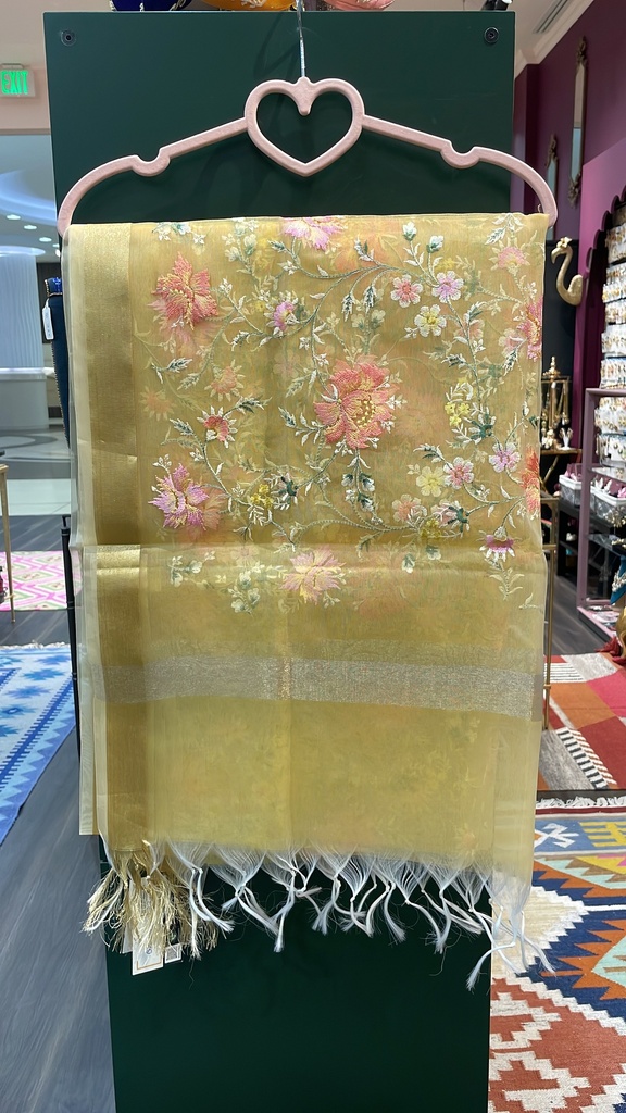 Organza Floral Embroidery Dupatta