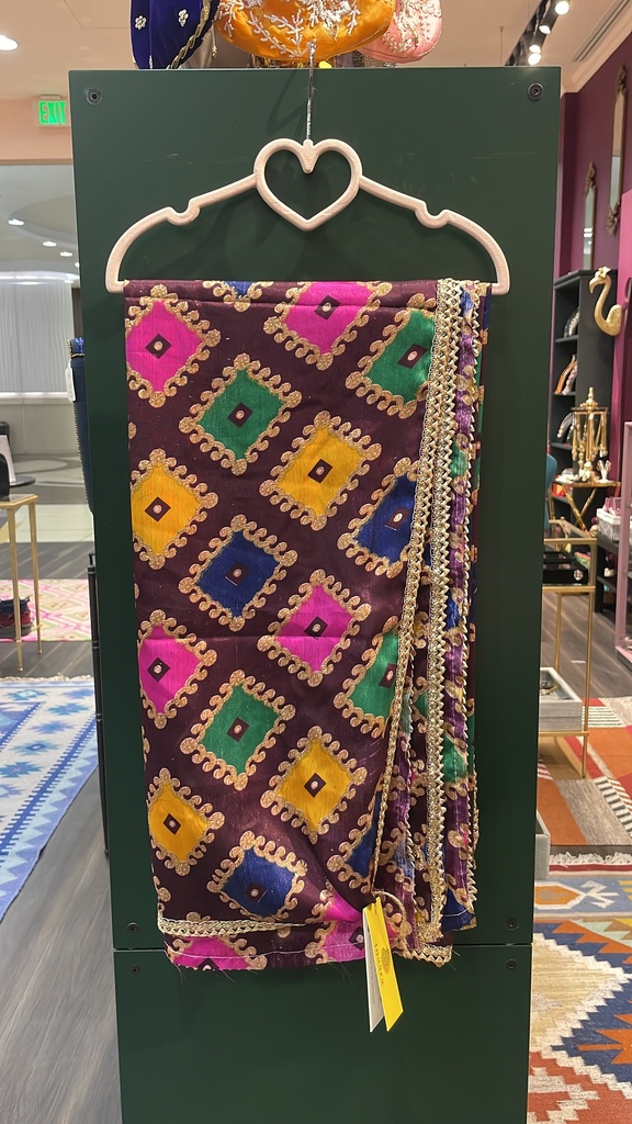 Geometric Pattern Rayon Dupatta-Dark Purple