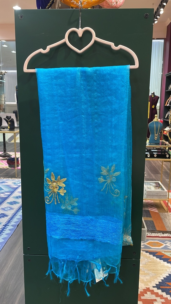 Colorful Grid Design with Gold Lining Dupatta-Brown (copy)