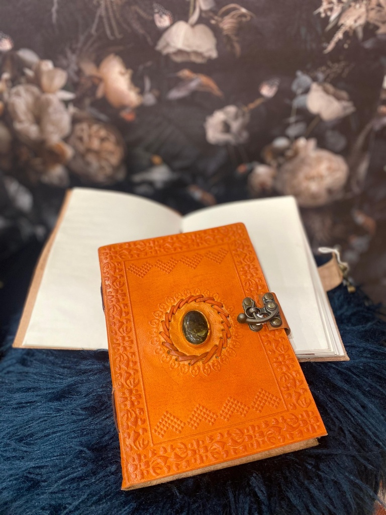 Recycled vintage journal leather with stitched lining-green (copy)