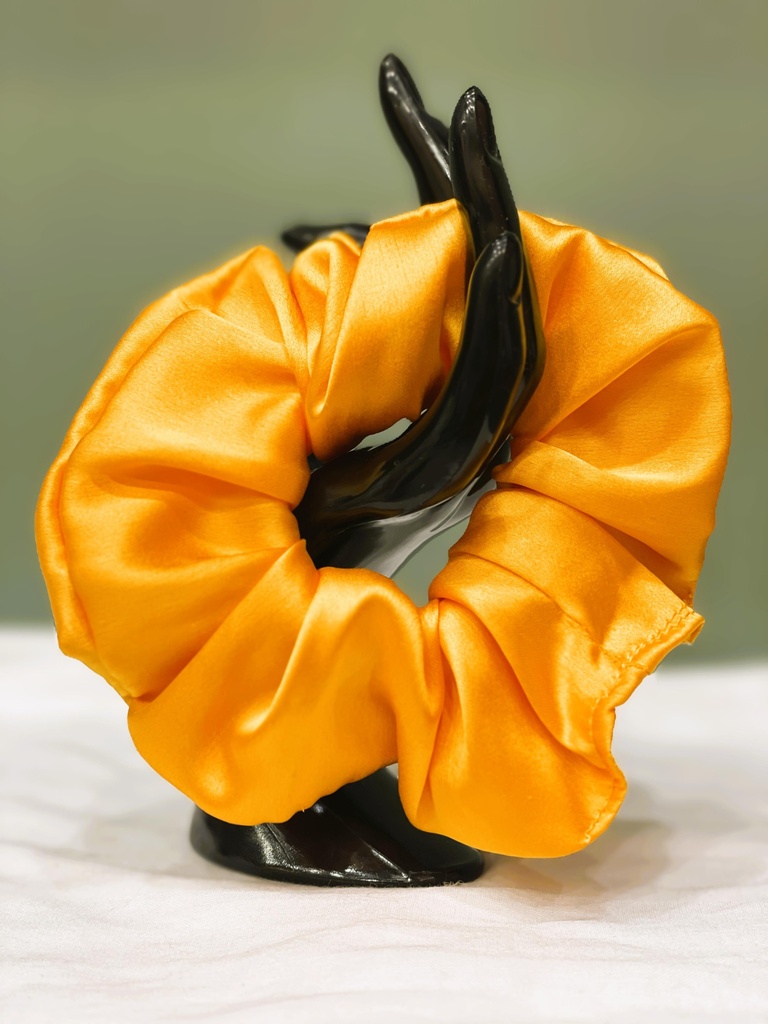 Scrunchie silk fabric- mustard yellow